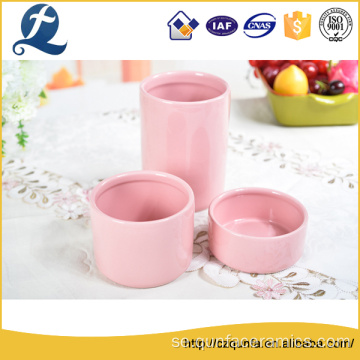 Solid Candy Color Ceramic Storage Jar Set Canister